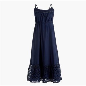 J.Crew Ruffle Eyelet Strappy Organic Cotton Dress